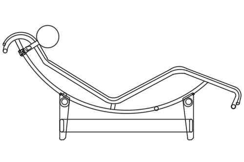 Dowload free Chaise Longue designed by Le Corbusier side view autocad block. Autocad block make by Be Interior Designer for block free download