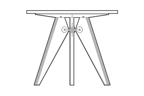 Dowload free Gueridon Bas table 90cm designed by Jean Prouvé elevation autocad block. Autocad block make by Be Interior Designer for block free download