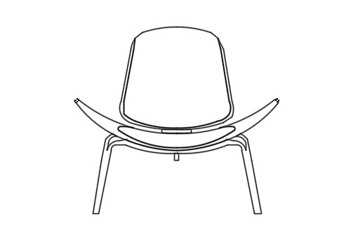 Dowload free Shell Chair designed by Hans Wegner elevation autocad block. Autocad block make by Be Interior Designer for block free download