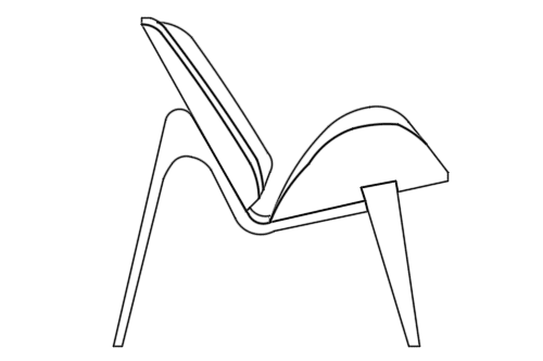 Dowload free Shell Chair designed by Hans Wegner side view autocad block. Autocad block make by Be Interior Designer for block free download