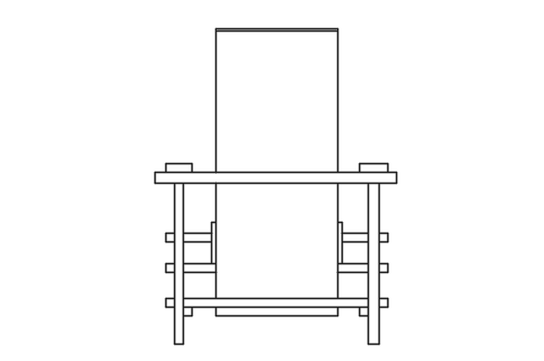 Dowload free Red Blue Chair designed by Gerrit Rietveld back elevation autocad block. Autocad block make by Be Interior Designer for block free download