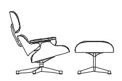 Dowload free Lounge Chair & Ottoman designed by Carles & Ray Eames side view autocad block. Autocad block make by Be Interior Designer for block free download