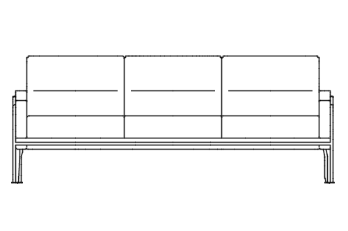 Dowload free 3 Seater sofa Series 3300 designed by Arne Jacobsen elevation autocad block. Autocad block make by Be Interior Designer for block free download