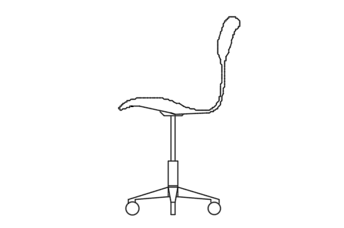 Dowload free Chair with wheels designed by Arne Jacobsen side view autocad block. Autocad block make by Be Interior Designer for block free download