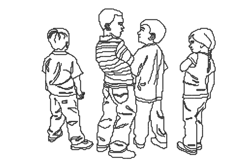 Dowload free Group of kids standing around perspective autocad block. Autocad block make by Be Interior Designer for block free download