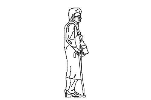 Dowload free Old woman with a cane standing side view autocad block. Autocad block make by Be Interior Designer for block free download