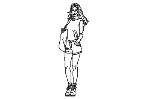 Dowload free Girl with shorts standing elevation autocad block. Autocad block make by Be Interior Designer for block free download