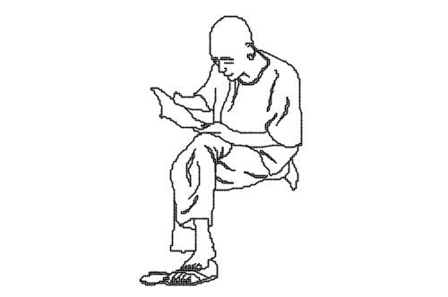 Dowload free Bald man sitting reading the newspaper elevation autocad block. Autocad block make by Be Interior Designer for block free download