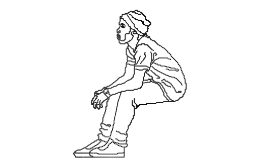 Dowload free Guy sitting looking at the side side view autocad block. Autocad block make by Be Interior Designer for block free download