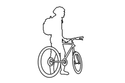 Dowload free Cool guy with his bike side view autocad block. Autocad block make by Be Interior Designer for block free download