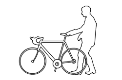 Dowload free Guy holding his bike side view autocad block. Autocad block make by Be Interior Designer for block free download