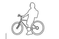 Dowload free Guy standing with his bike side view autocad block. Autocad block make by Be Interior Designer for block free download