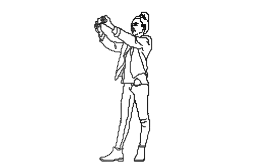 Dowload free Woman taking selfie with her phone side view autocad block. Autocad block make by Be Interior Designer for block free download