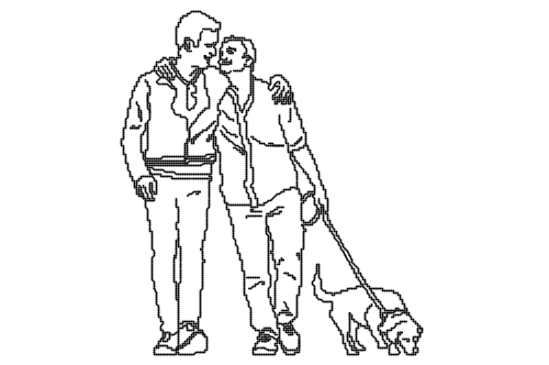 Dowload free Couple walking with their dog elevation autocad block. Autocad block make by Be Interior Designer for block free download