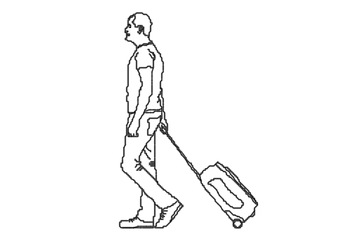 Dowload free Man dragging a suitcase side view autocad block. Autocad block make by Be Interior Designer for block free download