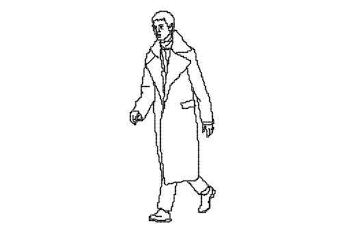 Dowload free Man walking in long coat elevation autocad block. Autocad block make by Be Interior Designer for block free download