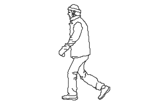 Dowload free Man walking wearing a beanie side view autocad block. Autocad block make by Be Interior Designer for block free download