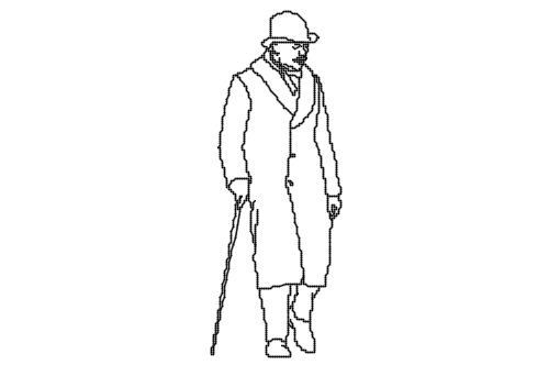 Dowload free Man with a cane in winter clothes elevation autocad block. Autocad block make by Be Interior Designer for block free download