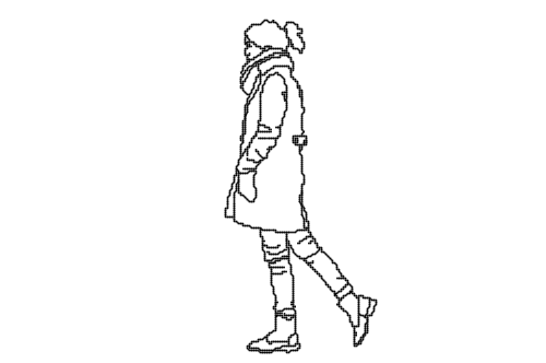 Dowload free Woman walking on winter clothes side view autocad block. Autocad block make by Be Interior Designer for block free download