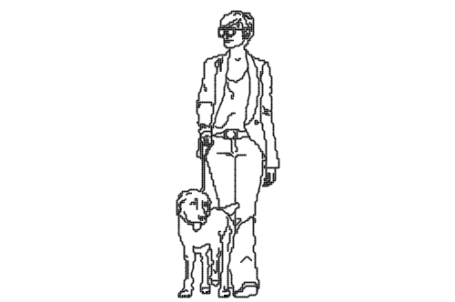 Dowload free Woman with sunglasses walking her dog elevation autocad block. Autocad block make by Be Interior Designer for block free download