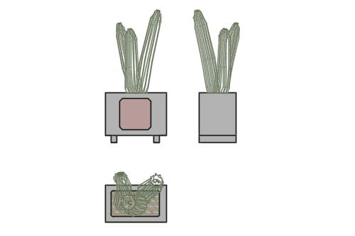 Dowload free Cactus in small concrete pot plan elevation and side view autocad block. Autocad block make by Be Interior Designer for block free download