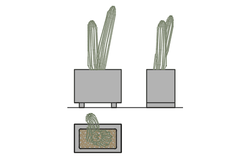 Dowload free Cute cactus in small concrete pot plan elevation and side view autocad block. Autocad block make by Be Interior Designer for block free download