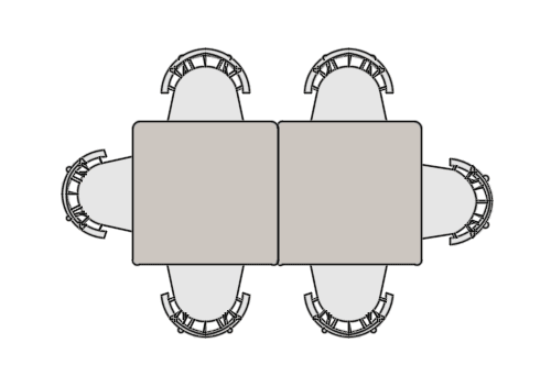 Dowload free Group of 2 tables with 6 chairs plan autocad block. Autocad block make by Be Interior Designer for block free download