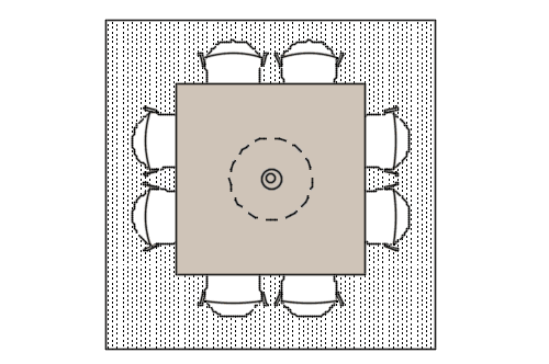 Dowload free Group of dining square table with carpet plan autocad block. Autocad block make by Be Interior Designer for block free download