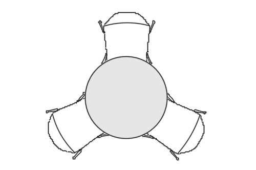 Dowload free Round table with 3 chairs plan autocad block. Autocad block make by Be Interior Designer for block free download