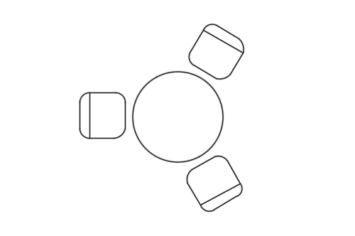 Dowload free Round table x3 cool chair plan autocad block. Autocad block make by Be Interior Designer for block free download