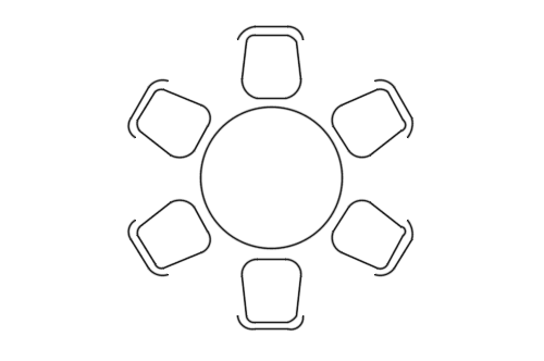 Dowload free Round table x6 cool chair plan autocad block. Autocad block make by Be Interior Designer for block free download