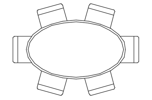 Dowload free Basic oval x6 table plan autocad block. Autocad block make by Be Interior Designer for block free download