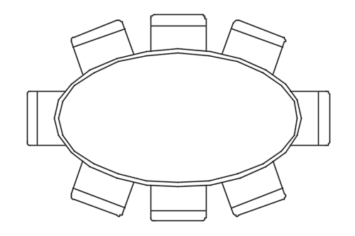 Dowload free Basic oval x8 table plan autocad block. Autocad block make by Be Interior Designer for block free download