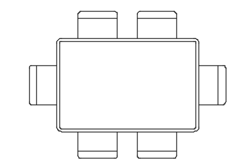 Dowload free Basic rectangular x6 table plan autocad block. Autocad block make by Be Interior Designer for block free download