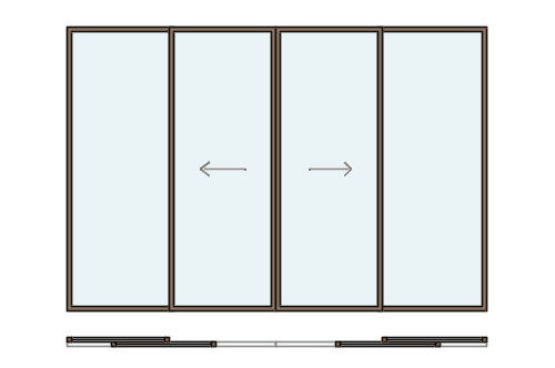 Dowload free Two sliding glass door with two fixed windows plan and elevation autocad block. Autocad block make by Be Interior Designer for block free download