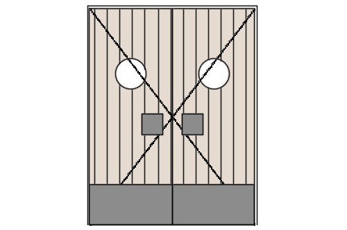 Dowload free Kitchen double doors made of wooden and steel fronts and glass peephole elevation autocad block. Autocad block make by Be Interior Designer for block free download