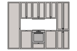 Dowload free Kitchen group with oven and cooker hoods in nordic style  elevation autocad block. Autocad block make by Be Interior Designer for block free download