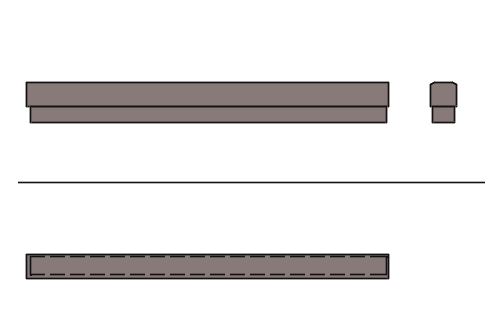 Dowload free Industrial elongated ceiling lamp elevation and side view autocad block. Autocad block make by Be Interior Designer for block free download